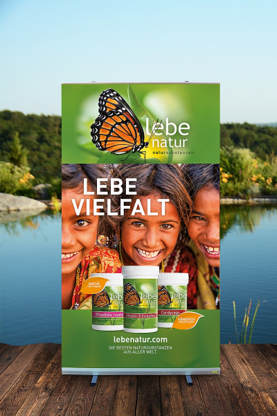 Rollup-Ständer lebe natur® Natursubstanzen - 120x200 - LEBE VIELFALT