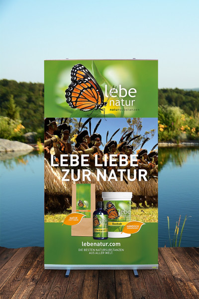 Rollup-Ständer lebe natur® Natursubstanzen - 120x200 - LEBE LIEBE ZUR NATUR