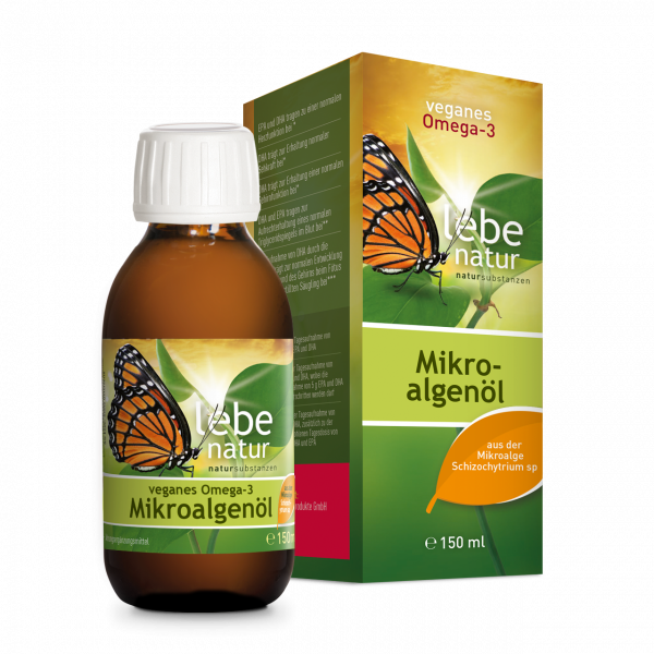 Mikroalgenöl ohne Astaxanthin Flasche