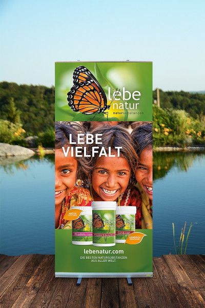 Rollup-Ständer lebe natur® Natursubstanzen - 100x200 - LEBE VIELFALT