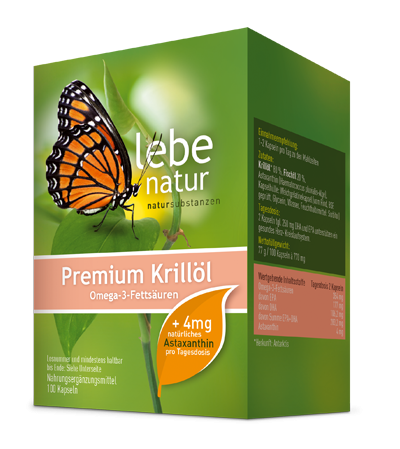 lebe natur® Krillöl Premium mit 4 mg Astaxanthin/Tds. 100er