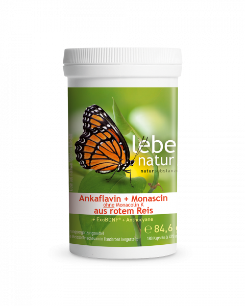 lebe natur® Ankaflavin + Monascin aus rotem Reis + ExoBDNF® + Anthocyane 180er